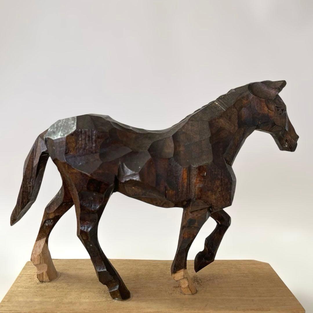 山口笙舟 馬の彫刻 木彫り 一刀彫 津軽 山口木彫工芸 - メルカリ