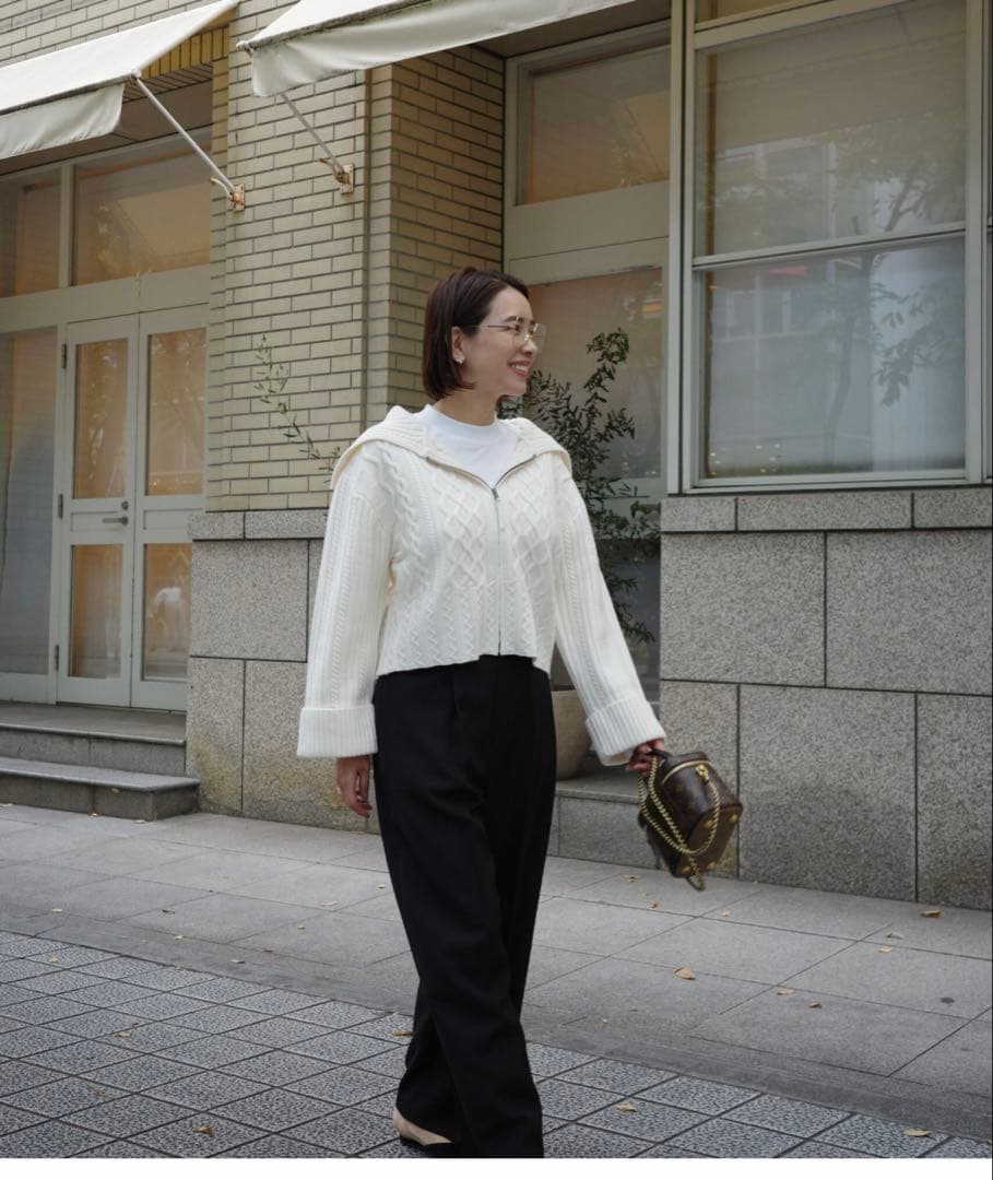 OHGA☆ジップカラーニット ホワイト