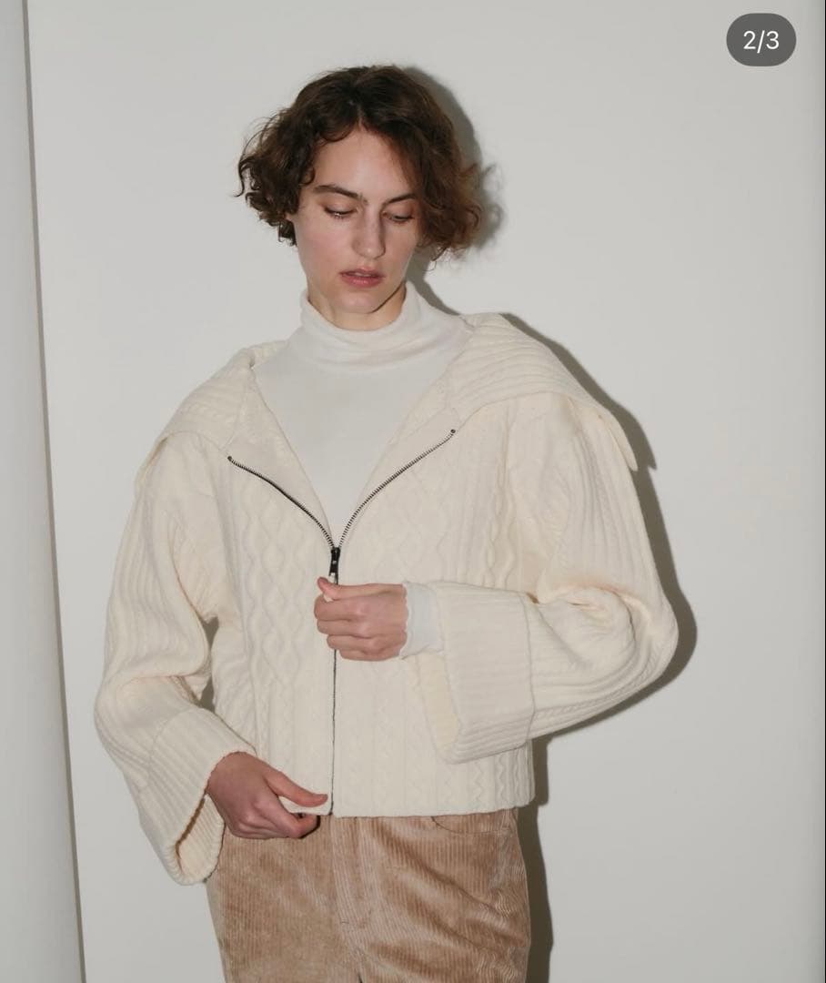 OHGA☆ジップカラーニット ホワイト