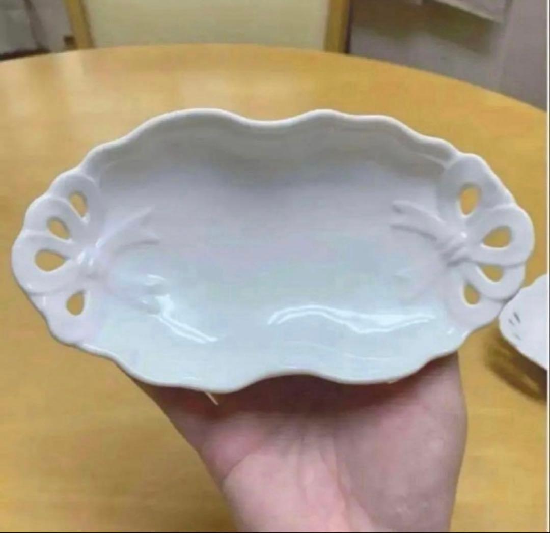 ポーセラーツ白磁 チャイナペイント アンティークローボウル（リボン