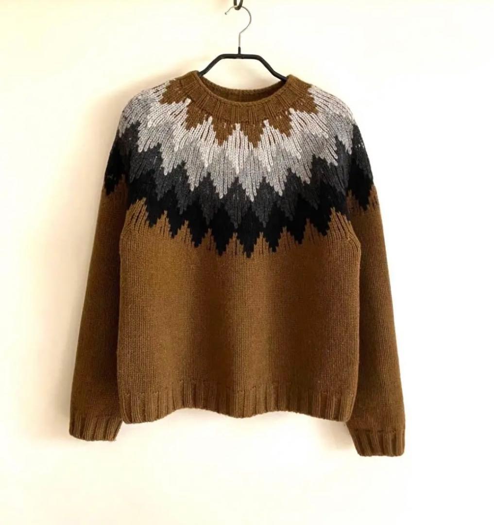 美品♪マーガレットハウエルスコットランド製 カシミヤ混求心編み