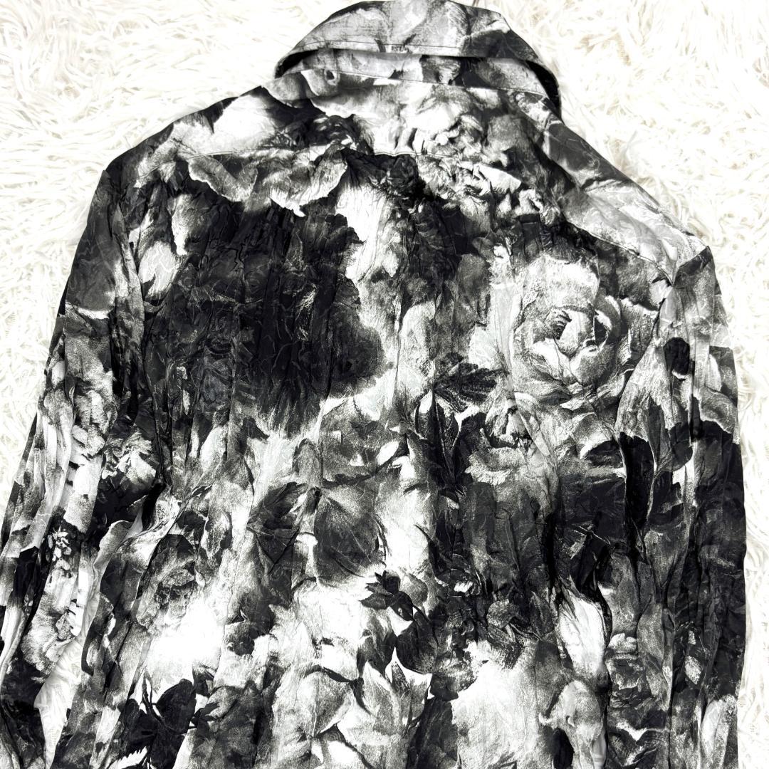 トルネードマート シャドーローズプリント シワ加工 モノトーン