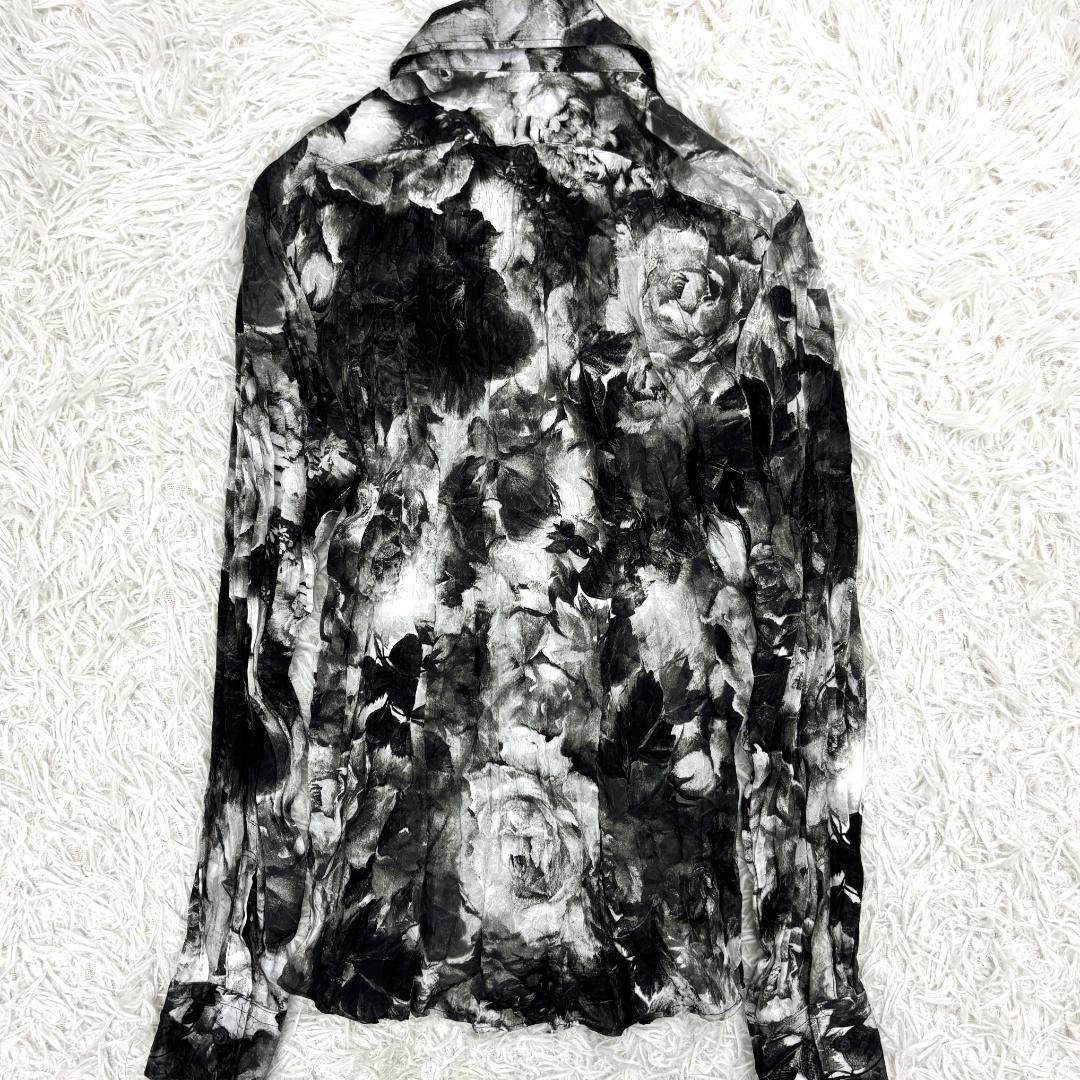 トルネードマート シャドーローズプリント シワ加工 モノトーン