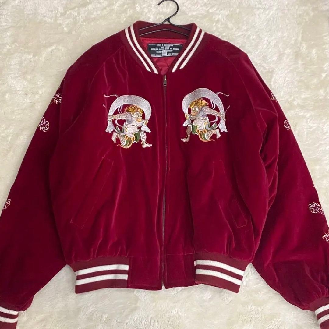 美品】ジャングルストーム 別珍 ベロア スカジャン 風神 刺繍 L - メルカリ