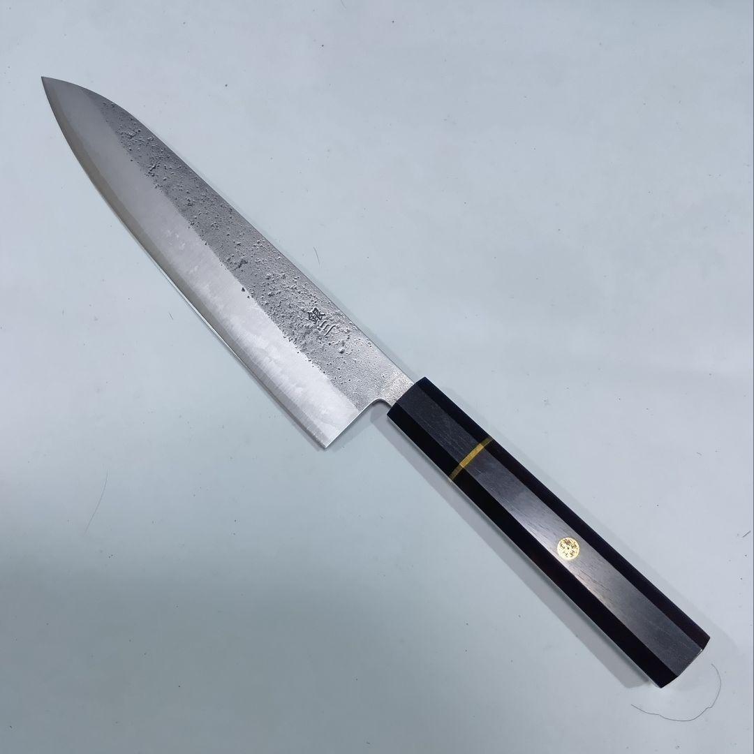 銀三 本鍛造 なしじ 和牛刀 包丁 21cm 牛刀 金巻黒檀八角柄