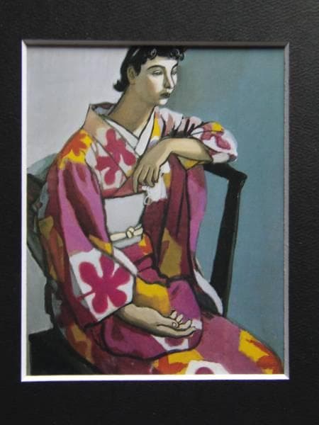 中西 利雄、人物、希少な額装用画集より、美品、新品額装付