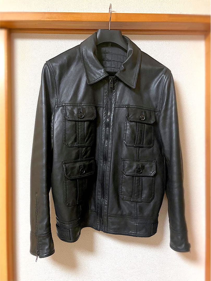 値下げ！Dior homme 07AW 4ポケットレザージャケット 50 - メルカリ