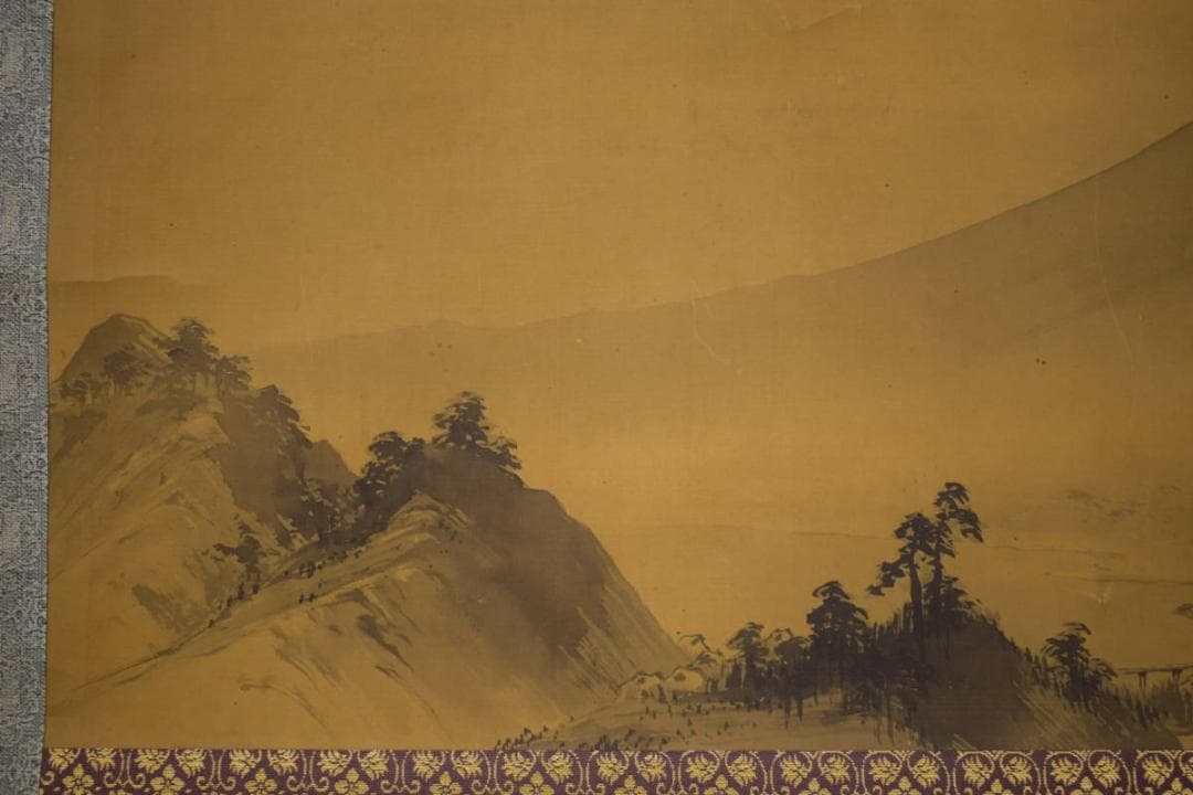 模写/横山大観/富士山之図/富士山水図/横物/大幅/布袋屋掛軸HI-