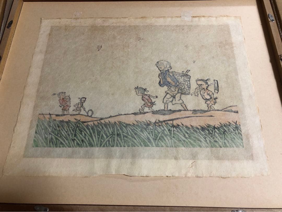 半日村 手摺版画 村の人びと 滝平二郎 サイン入 保証書あり 箱付 1980