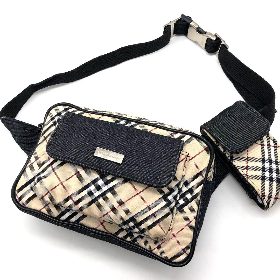 【希少】BURBERRY ボディバッグ ウエストポーチ デニム調 ノバチェック