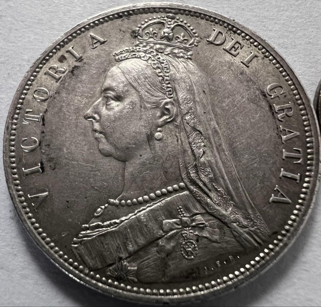 j*i様 1887年 英国　ヴィクトリア女王 ハーフクラウン銀貨　ハイグレード