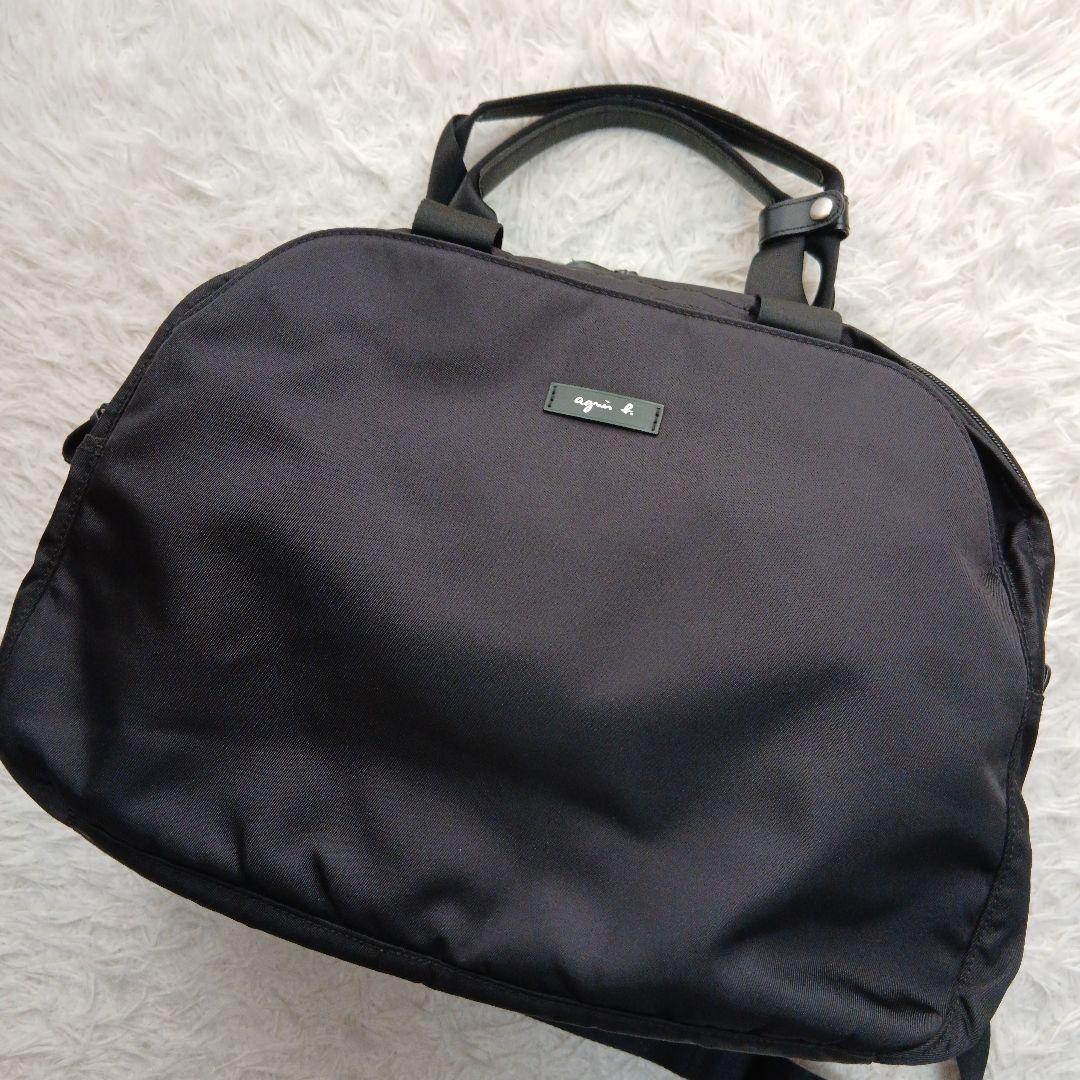 美品】【agnes b.】2WAY ボストン ショルダーバッグ ブラック - メルカリ