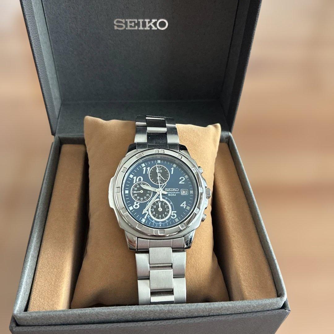 SEIKO SND193P1 クロノグラフ ブルー　青　逆輸入品