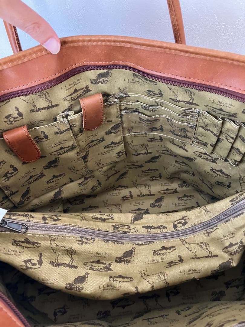 L.L.Bean トートバッグ レザー 本革 ブラウン 内側総柄