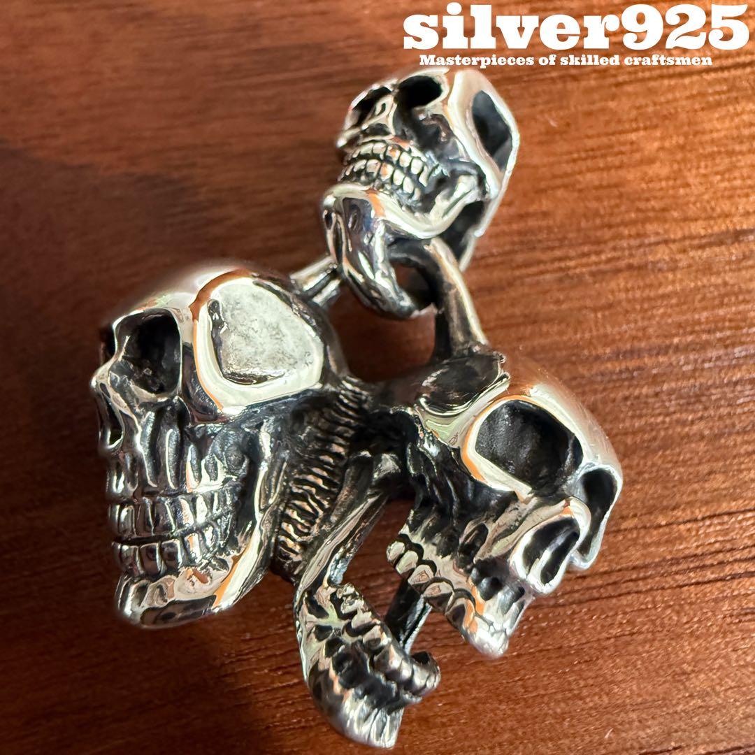 シルバー925無垢【新品】Mementoスカルペンダントsilver925本物