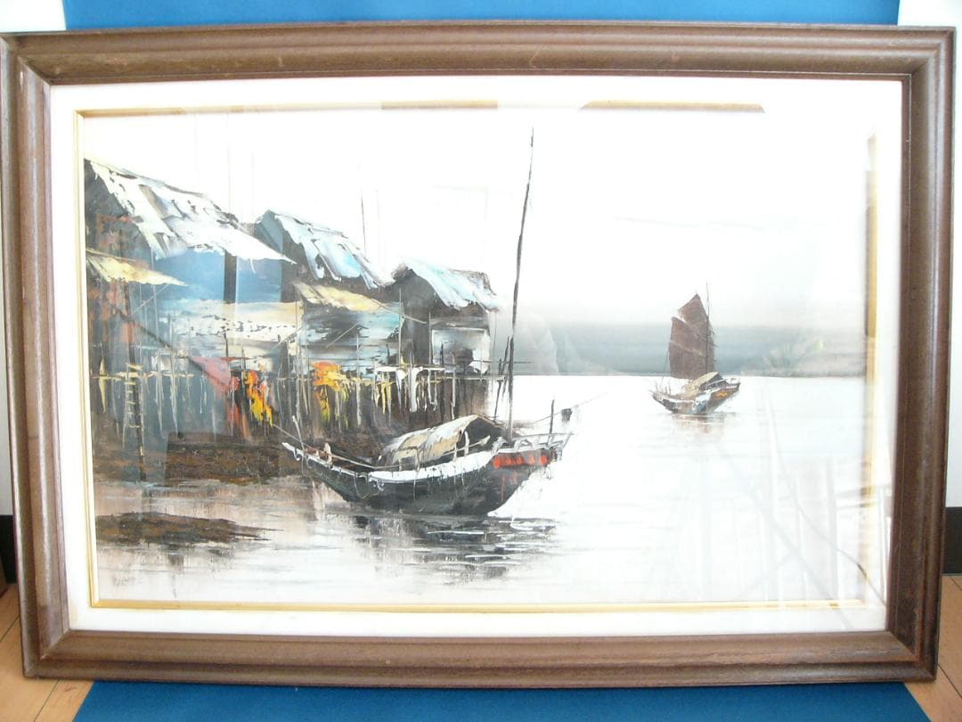 風景 油絵 86×55cm 作者不明 ・送料込！