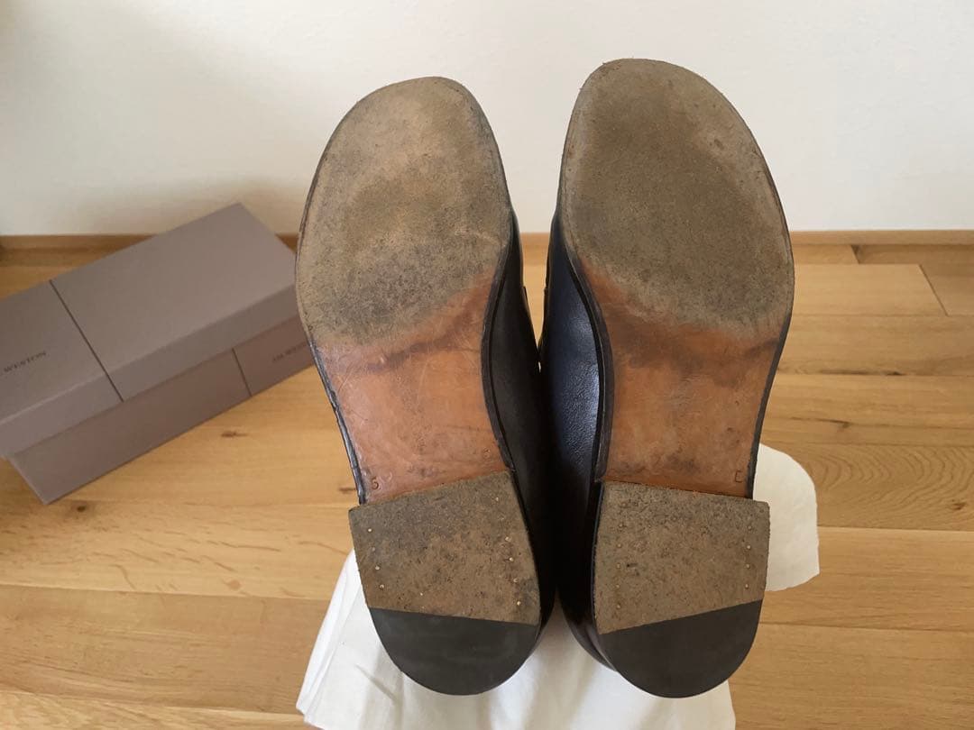 JM WESTON ネイビー レザー ローファー フラットシューズ 25cm - メルカリ