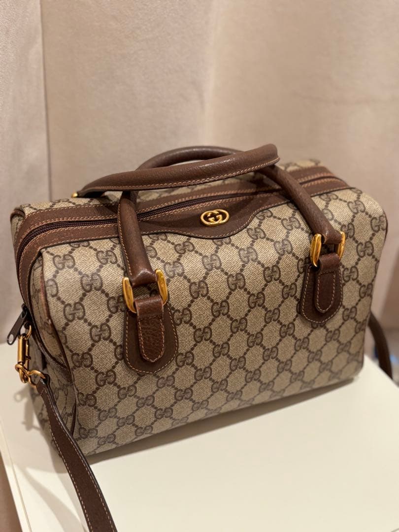 GUCCI オールドグッチ ヴィンテージ GG レザー ボストンバッグ