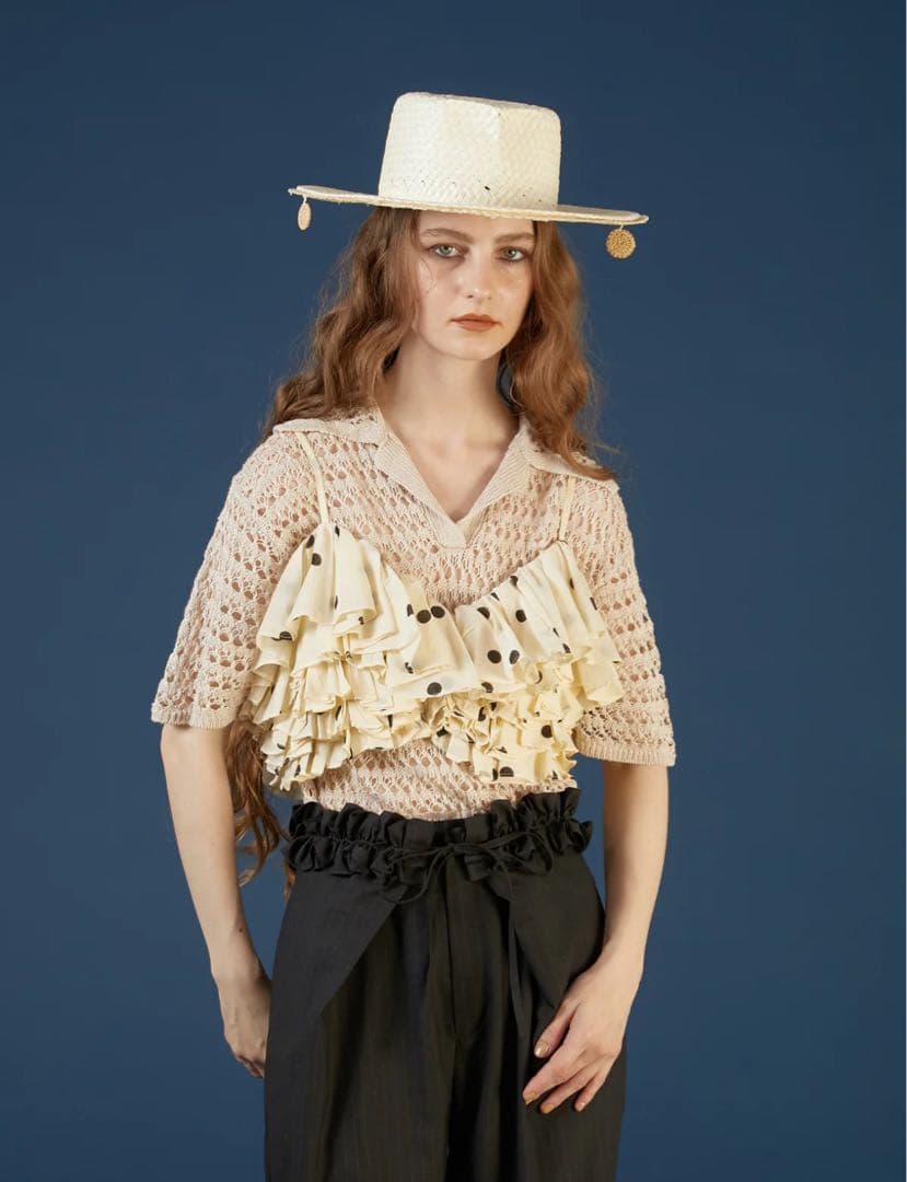 【新品タグ付き】クリンクルクリンクルクリンクル/フリルドットキャミ