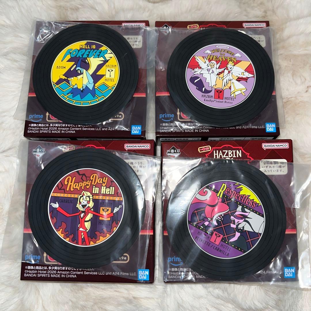 ハズビンホテル レコード風ラバーコースター 一番くじ G賞 4枚セット