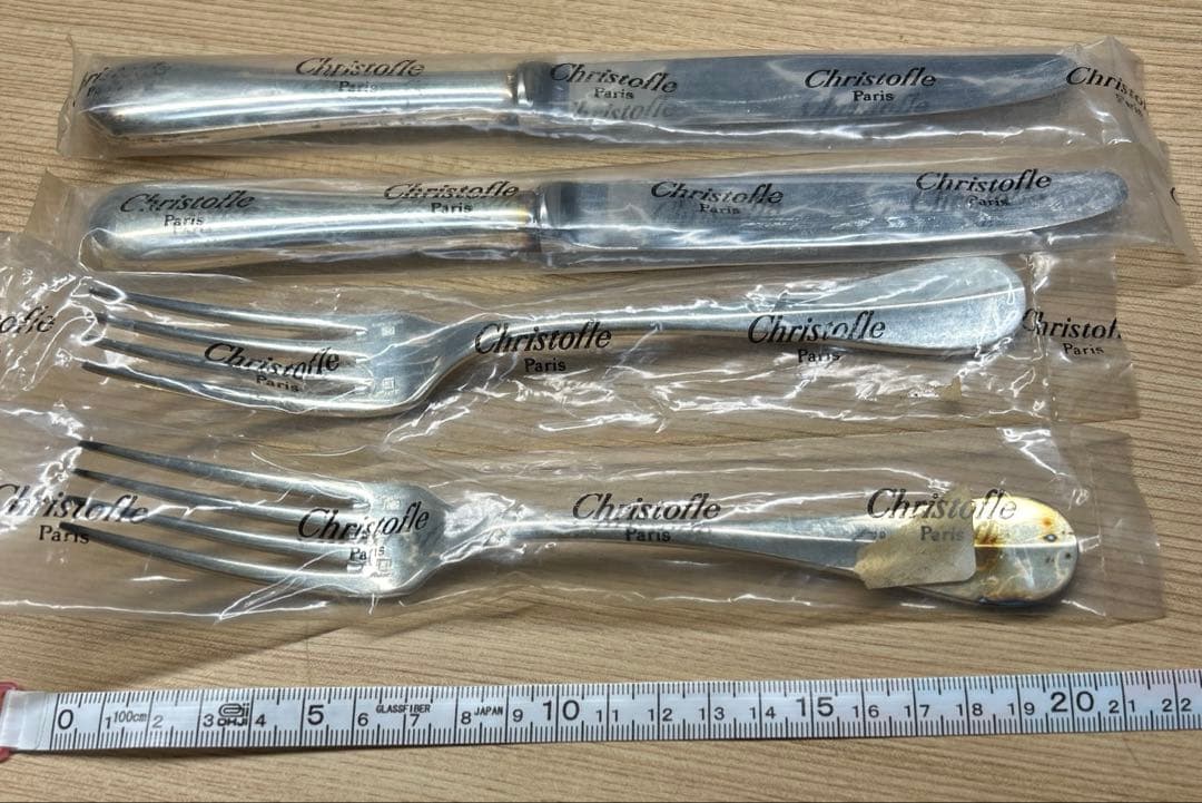 未使用品☆ クリストフル　シルバー　テーブルナイフ　フォーク　ペア　2組 世界中の名シェフたちから支持される「クリストフル」のシルバー