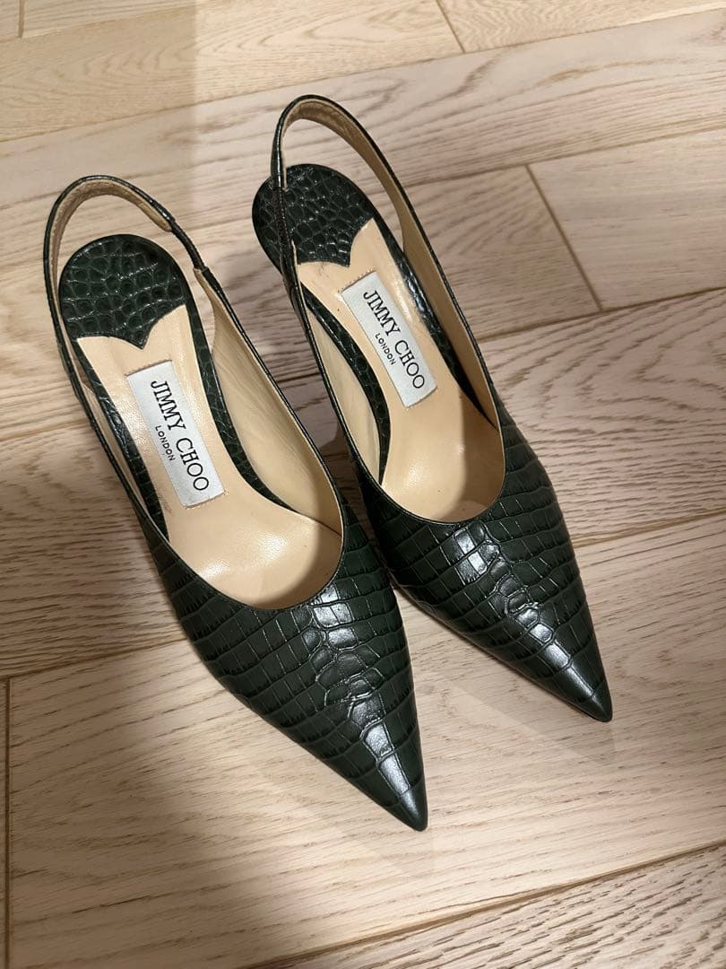 【新品近い】JIMMY CHOO ダークグリーン ハイヒール 36.5