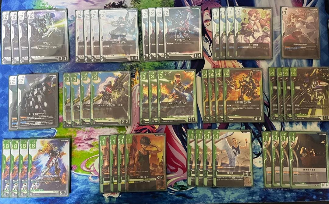 【最終値下げ】緑白ウイングデッキ　パーツ＋他デッキ複数＋プレイマット＋スリーブ