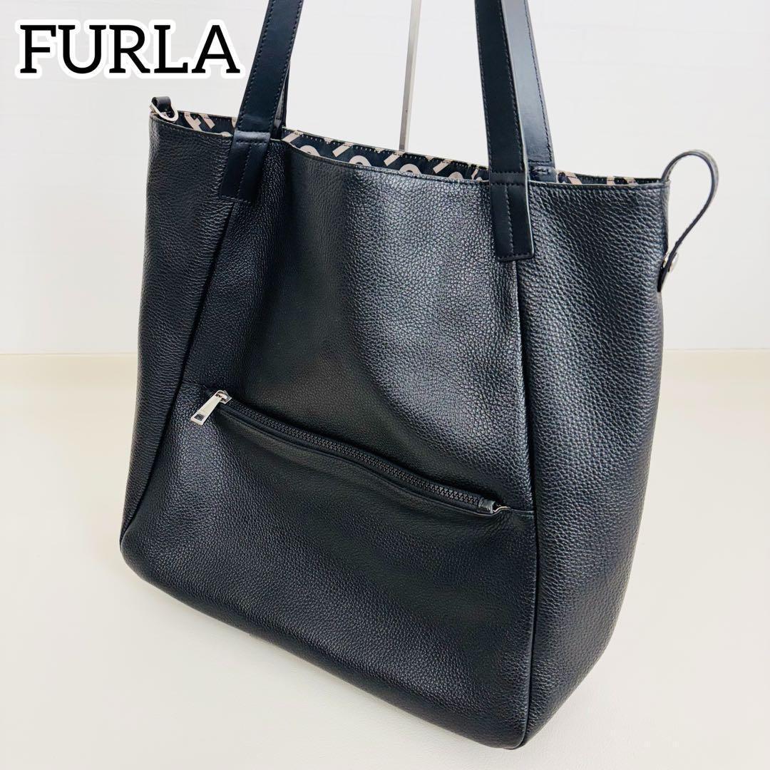 2721【美品】FURLA 本革 トートバッグ レザー A4収納 リバーシブル