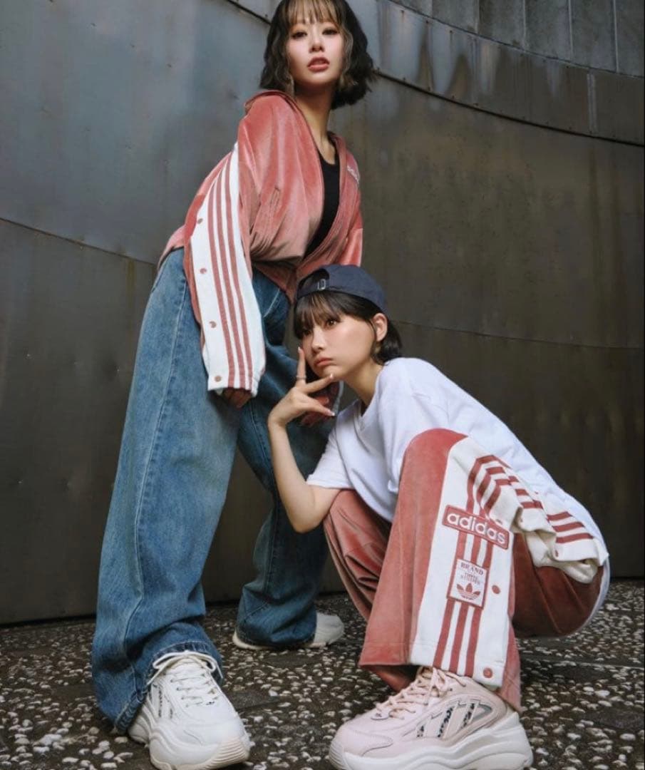 adidas ピンクベロア w adibreak velour tt Sサイズ - メルカリ