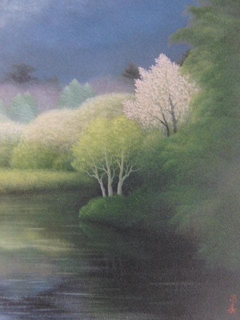 岡田昌壽、【春彩】、希少な額装用画集より、新品額装付