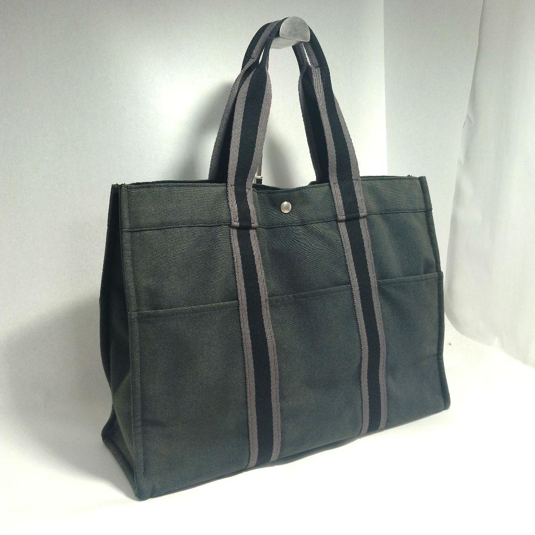 エルメス HERMES フールトゥ GM キャンバス トートバッグ ブラック 黒