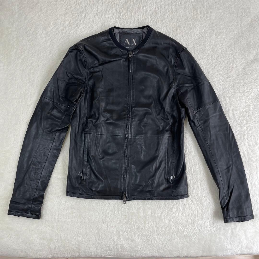 美品✨本革レザージャケット ARMANI EXCANGE ライダース S ARMANI EXCHANGE レザージャケット ライダース 「A|X アルマーニ