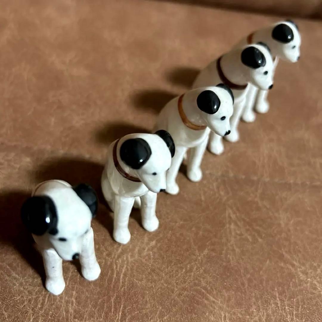 希少レトロ】☆昭和レトロ ビクター ニッパー 犬5匹 ミニ陶器 置物