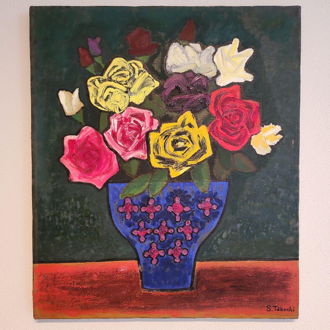 7月のみ金額変更田渕眞兒油絵油彩薔薇シリーズ花No.15