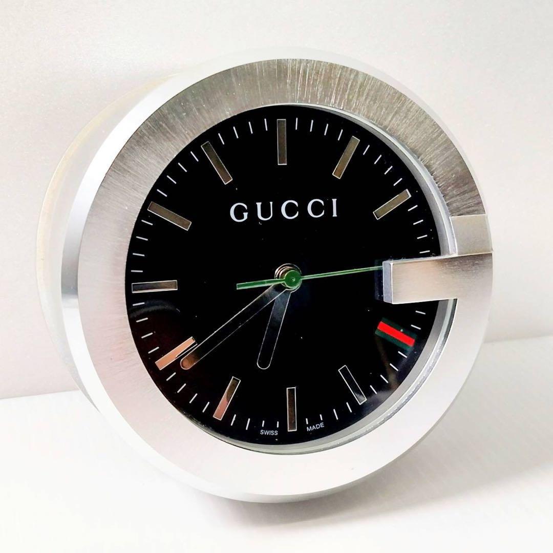GUCCI 置時計 ブラック/シルバー　201 SWISS MADE クォーツ