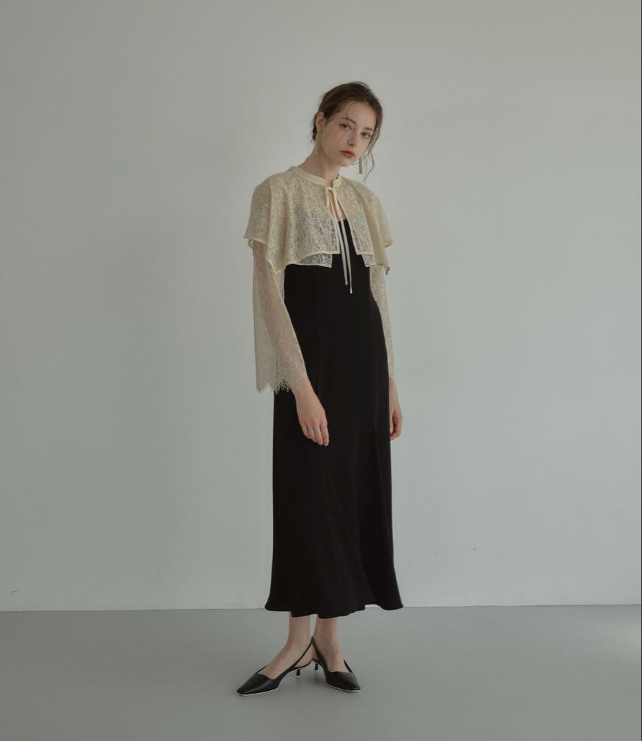 【新品タグ付】ANDRESD アンドレスド　レイヤードヤープドレス　S 黒