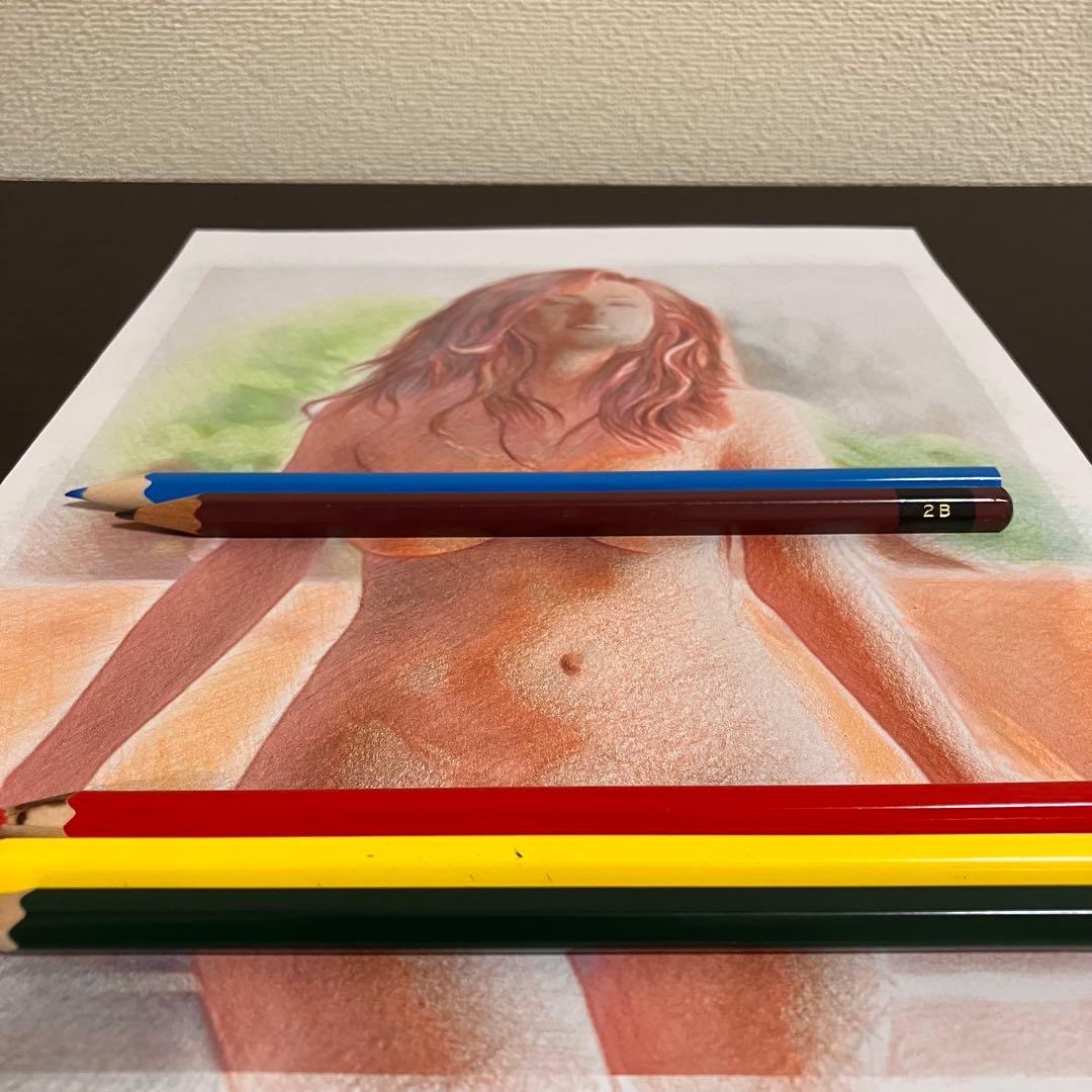 女優画27額装品　額縁寸法32.7cm×24.0cm　カラー着色　定款付