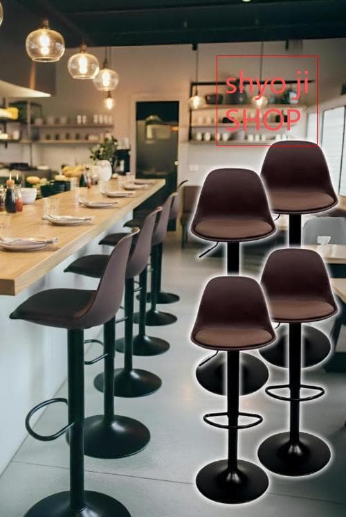 バーチェア 4脚セット ブラウン×ブラック