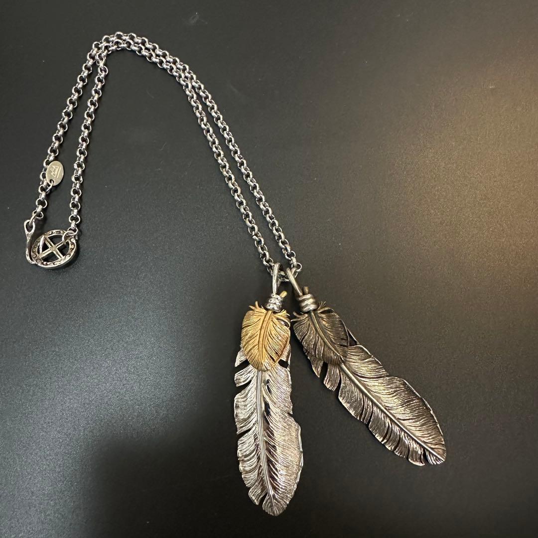 SAAD フェザー ブロンズハート 甲丸チェーン セット ネックレス