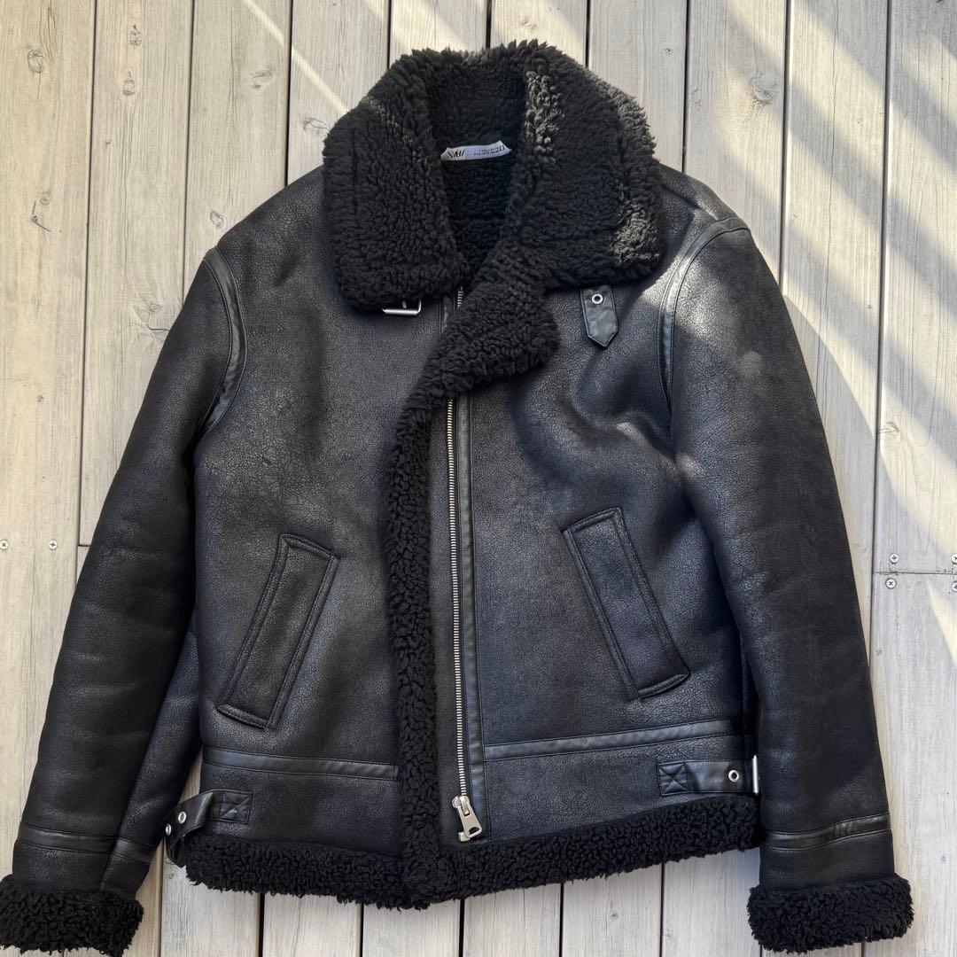 早い者勝ち〉ZARA ボアレザージャケット - メルカリ