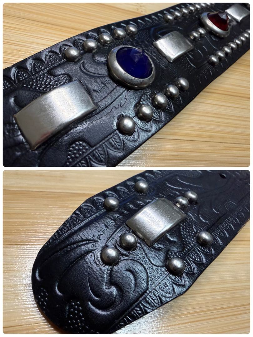 ⭐️極美品エースウエスタンスタッズベルト⭐️マルチカラーストーン