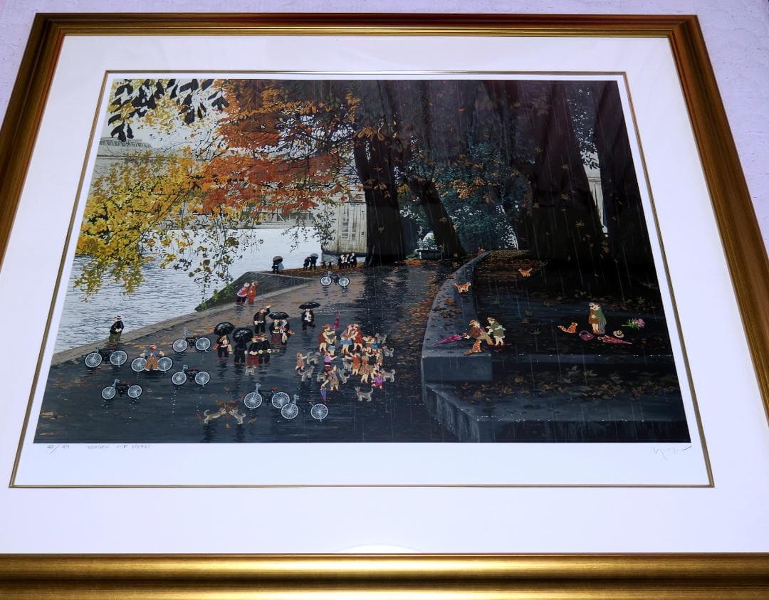 ヒロ・ヤマガタ】 セーヌ川にて シルクスクリーンシート 山形博導 額装