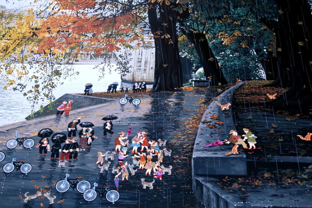 ヒロ・ヤマガタ】 セーヌ川にて シルクスクリーンシート 山形博導 額装