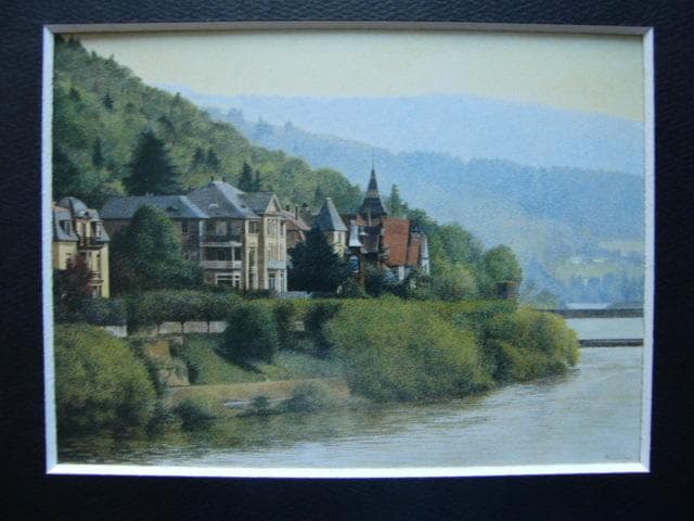 芦田芳生、【緑の河畔】、希少な額装用画集より、新品額装付、状態良好