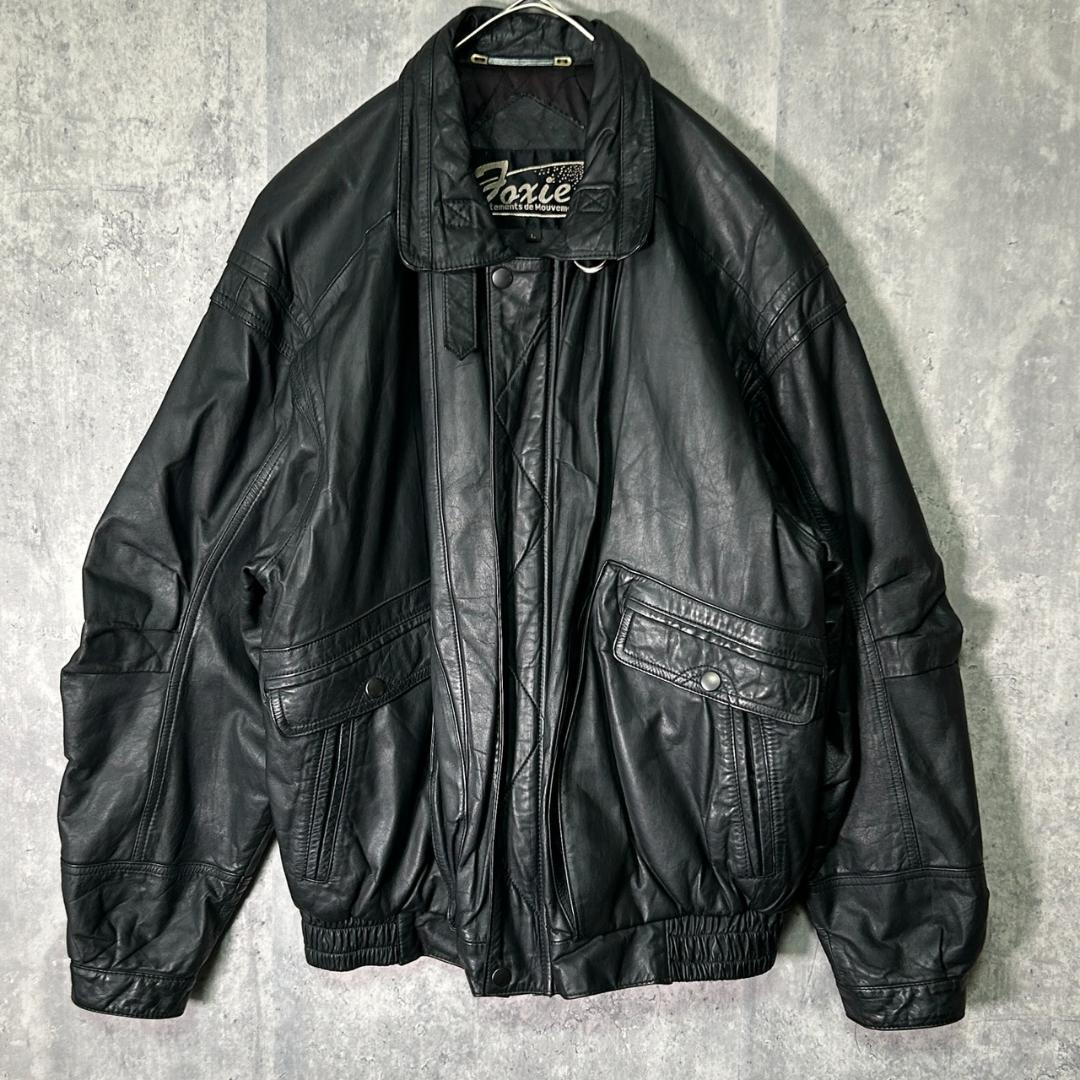 渋シルエット 牛革 レザージャケット 黒 短丈 本革 肩パッドなし