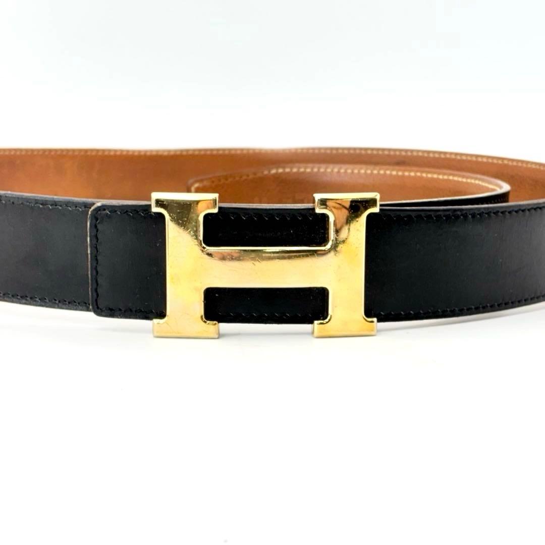 HERMES エルメス Hベルト F刻印 85cm レザー Hバッグル ゴールド