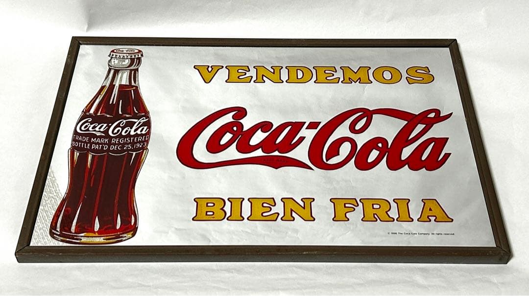 希少 CocaCola コカコーラ スペイン語 ヴィンテージ パブミラー 鏡 COLA-COLA PUB MIRROR''HAVE A COKE''/コカコーラ パブミラ 鏡 壁掛け