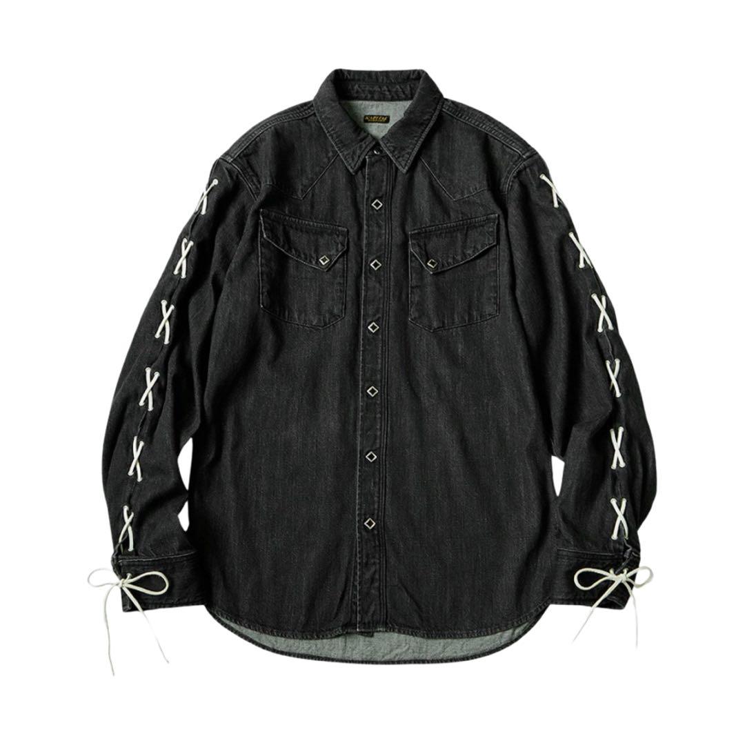 KAPITAL 8ozブラックデニムレースアップウエスタンシャツ サイズ3