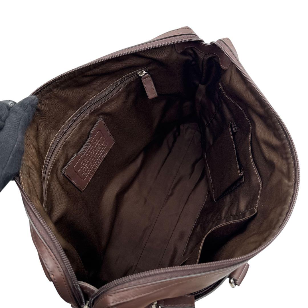 美品 コーチ 2way ビジネスバッグ ブラウン レザー ロゴ刻印 - メルカリ