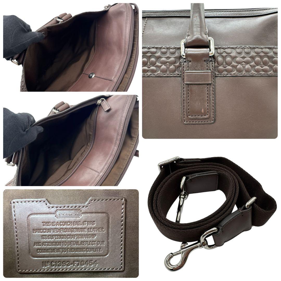 美品 コーチ 2way ビジネスバッグ ブラウン レザー ロゴ刻印 - メルカリ